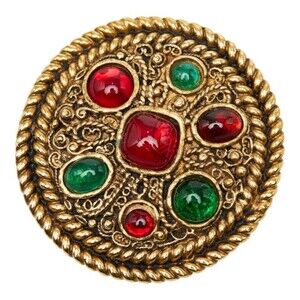 Chanel Brooch Pin, Round, Gold Plated, Women's CHANEL